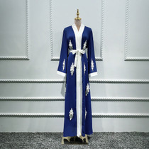 Eid Mubarak Blue Abaya Kimono Cardigan Turkey Hijab Muslim Dress Islamic Clothing Abayas Women Dubai Kaftan Oman Robe