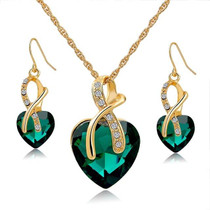 Crystal Heart Necklace+Earrings