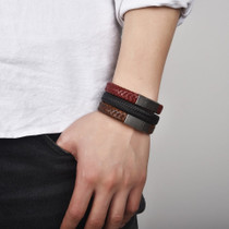 Stainless Steel Braided Leather Bracelet
