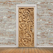 Flower mural door wallpaper
