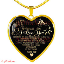 To My Wife Luxury Necklace: Husband And Wife Necklace, Birthday Gifts For Wife, Best Gifts For Wife 'Never Forget That I Love You'235wg