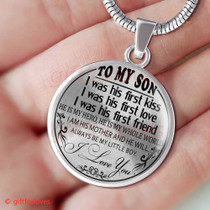 To My Son Luxury Necklace: Idea Gift For Him, Best Gift For Son, Birthday Gift For Teen, "I Was His First Kiss Ð First Love Ð First Friend"454SO