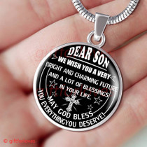 To My Son Luxury Necklace: Idea Gift For Him, Best Gift For Son, "we wish you a very bright and charming future and a lot of blessings in your life"407SS