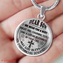 To My Son Luxury Necklace: Idea Gift For Him, Best Gift For Son, "we wish you a very bright and charming future and a lot of blessings in your life"407SO