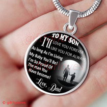 To My Son Luxury Necklace: Idea Gift For Him, Best Gift For Son, Birthday Gift For Teen Son "I Will Love You Forever, I Will Like You For Always"404SS