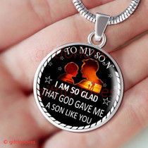 To My Son Luxury Necklace: Idea Gift For Him, Best Gift For Son From Dad, Son And Dad Necklace "I Am So Glad That God Gave Me A Son Like You"397SS