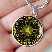 To My Son Luxury Necklace: Idea Birthday Gift For Son, "Though I May Be Far Away I Am Thinking Of You, Every Monute Of Every Day, Love Dad"379SG