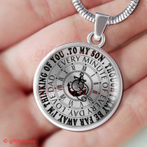 To My Son Luxury Necklace: Idea Birthday Gift For Son, "Though I May Be Far Away I Am Thinking Of You, Every Monute Of Every Day, Love Dad"379SO