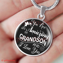 To My Grandson Luxury Necklace: Idea Gift For Grandson On Birthday, "You Are Amazing Grandson And I Love You"301GSS