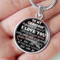 To My Grandson Luxury Necklace: Idea Gift For Grandson On Birthday " Never Forget That I Love You"