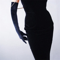 Velvet Gloves 70cm Extra Long Black Opera Female High Elastic Swan Velour Gold Velvet Touchscreen Women Evening Gloves WSR26
