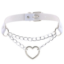 Cute heart choker goth chain collar punk choker women girl black leather buckle chocker emo kawaii jewelry Harajuku accessories