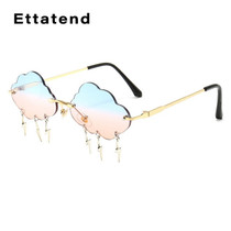 Vintage Rimless Sunglasses Women 2020 Clouds Steampunk Sunglasses Men Frameless Glasses Lightning Pendant Shades UV400 Oculos