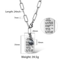 Fashion Encourage Words Pendant Necklace Stainless Steel Rolo Box Chain Eagle Eye Bead Charm for Male Jewelry Gift DN197