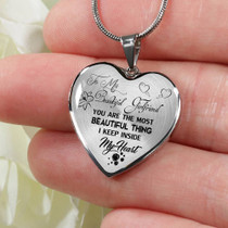 To My Girlfriend Luxury Necklace: Necklace For Girlfriend, Valentine Gift For Girlfriend “You Are The Most Beautiful Thing I Keep Inside My Heart” 494GFSo