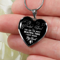 To My Girlfriend Luxury Necklace: Necklace For Girlfriend, Valentine Gift For Girlfriend “You Are The Most Beautiful Thing I Keep Inside My Heart” 494GFS