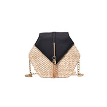 Hexagon Mulit Style Straw+leather Handbag Women Summer Rattan Bag Handmade Woven Beach Circle Bohemia Shoulder Bag  Y20