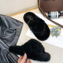 2021 Indoor Women Fur Slippers Fluffy Soft Furry Slides Thick Flats