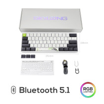 GAMING KEYBOARD - GK61 Wireless Mechanical Keyboard Russian Layout Bluetooth Gaming RGB Backlit Waterproof PC Desktop Laptop Macbook Gamer teclado