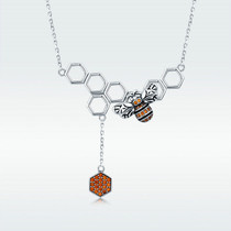 Insect Bee Honeycomb Dangle Pendant Necklace