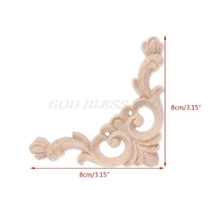 4pcs/set Wood Carved Corner Onlay Applique Unpainted Frame  Cupboard Cabinet Decal For Home Furniture Decor 6x6cm