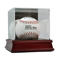 Softball Cherry Wood Base Display Case