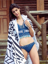 Fringe Halter Crochet Triangle Bikini Two Piece Swimsuit