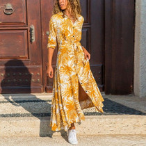 Modest Dresses: Women's Long Sleeve Button-Up Printed Modest Maxi Dress, Long Dress