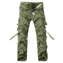 Multi-Pocket Solid Mens Cargo Pants High Quality Men Trousers Size 28-42
