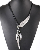 Feather Statement Necklaces Pendants Vintage Rope Chain Necklace Women Accessories