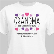 Personalized Grandma Hearts T-Shirt