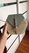 Bohemia Style Handmade Woven Straw and leather Rattan Bag