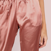 Satin Luxe Mid Waist Drawstring Loose Women Pants