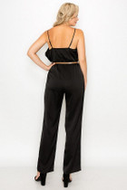 Ruffle Trim Belted Jumpsuit in Black