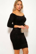 Off-shoulder knit mini dress