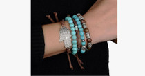 Hamsa Four Rope Turquoise Bracelet