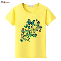 BGtomato Summer colorful butterfly t shirt women lovely clothes tshirt cool top tees Brand t-shirt	Lovers kawaii shirt	plus size