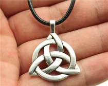 Triquetra Symbol pendant with leather chain necklace