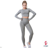 Women Vital Seamless Yoga Set Gym Clothing Fitness Leggings+Cropped Shirts Sport Suit