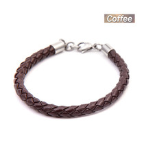 Men's leather braided bracelet