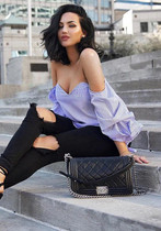 Blue Striped Drawstring Boat Neck Fashion Loose Blouse
