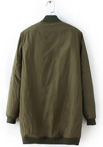 Army Green Pockets Zipper Long Sleeve Bomber Jacket Fashion Coat