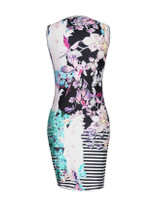 Casual Sleeveless Floral Striped Printed Mini Bodycon Dress