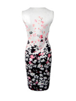 Casual Round Neck Floral Printed Sleeveless Bodycon Dress