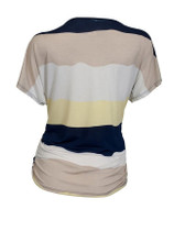 Casual Round Neck Color Block Striped Plus Size T-Shirt