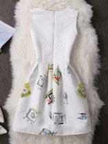 Casual Round Neck Amusing Graffiti Skater Dress