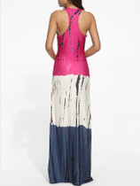 Casual Scoop Neck Dacron Color Block Printed Maxi-dress
