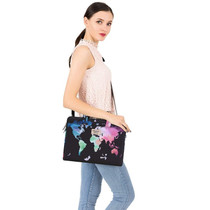 World Map Laptop Shoulder Bag Carrying Briefcase Sleeve with Trolley Belt