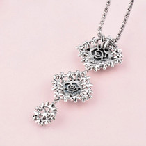 Vintage CZ Square Pendant Long Chain Statement Women Necklace