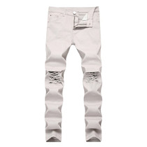 Designer Brand New Men Black Jeans Skinny Ripped Stretch Slim Fashion Hip Hop Swag Man Casual Denim Biker Holes jeans Pants